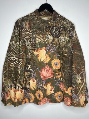 Textured Tapestry Jacket Floral Aztec Southwestern Boho Floral Artsy Oversized